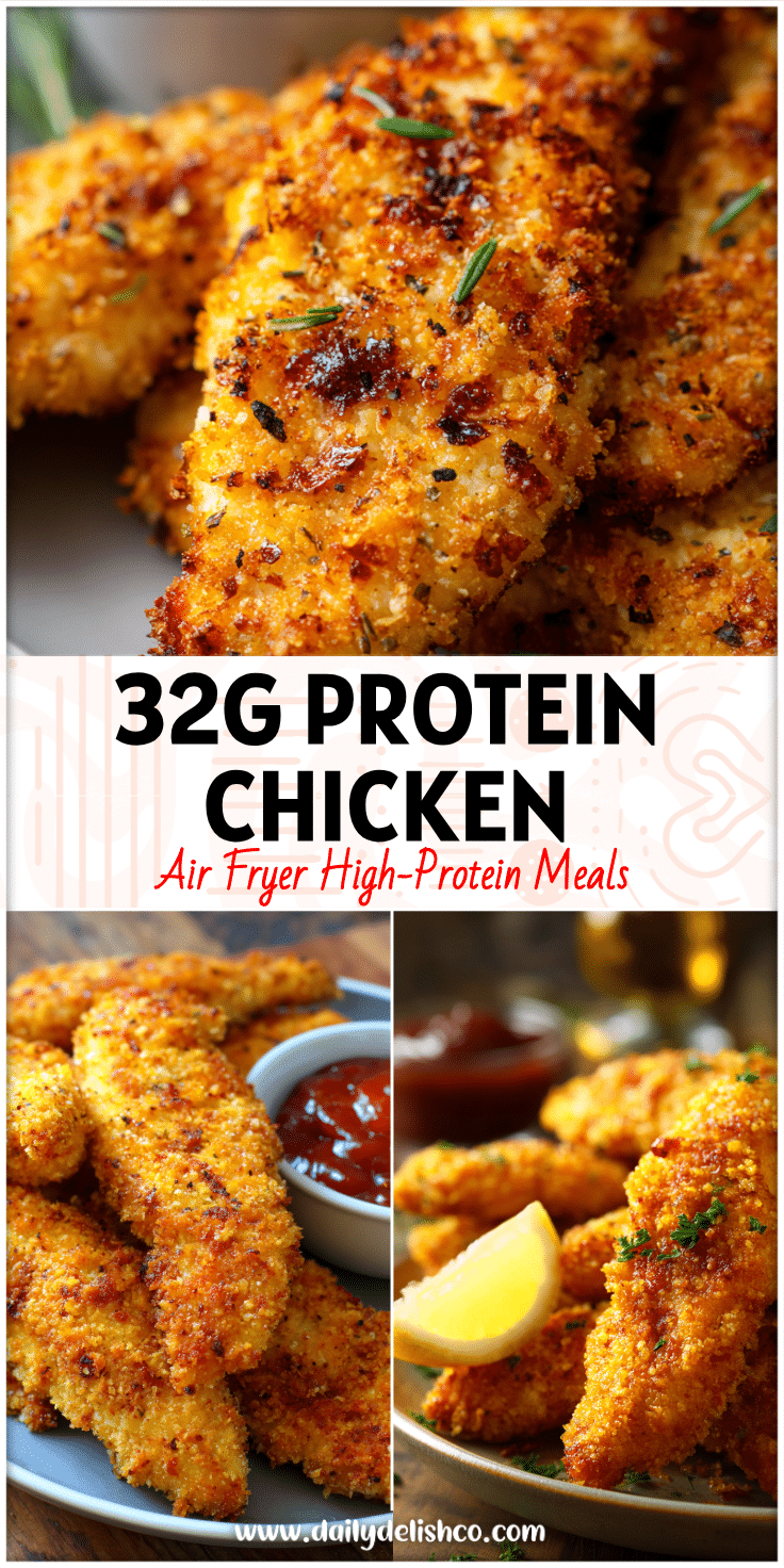 Golden air fryer crispy chicken tenders served on a plate, perfect for Easy Meals For Beginners and Quick Air Fryer Dinner Ideas.